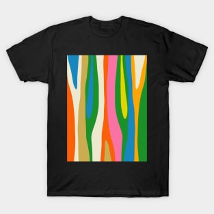 Colorful Abstract Wild Stripes Modern Retro Maximalist Pattern T-Shirt